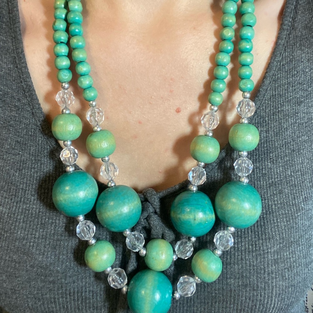 Teal Aqua Mermaid Beachy Necklace